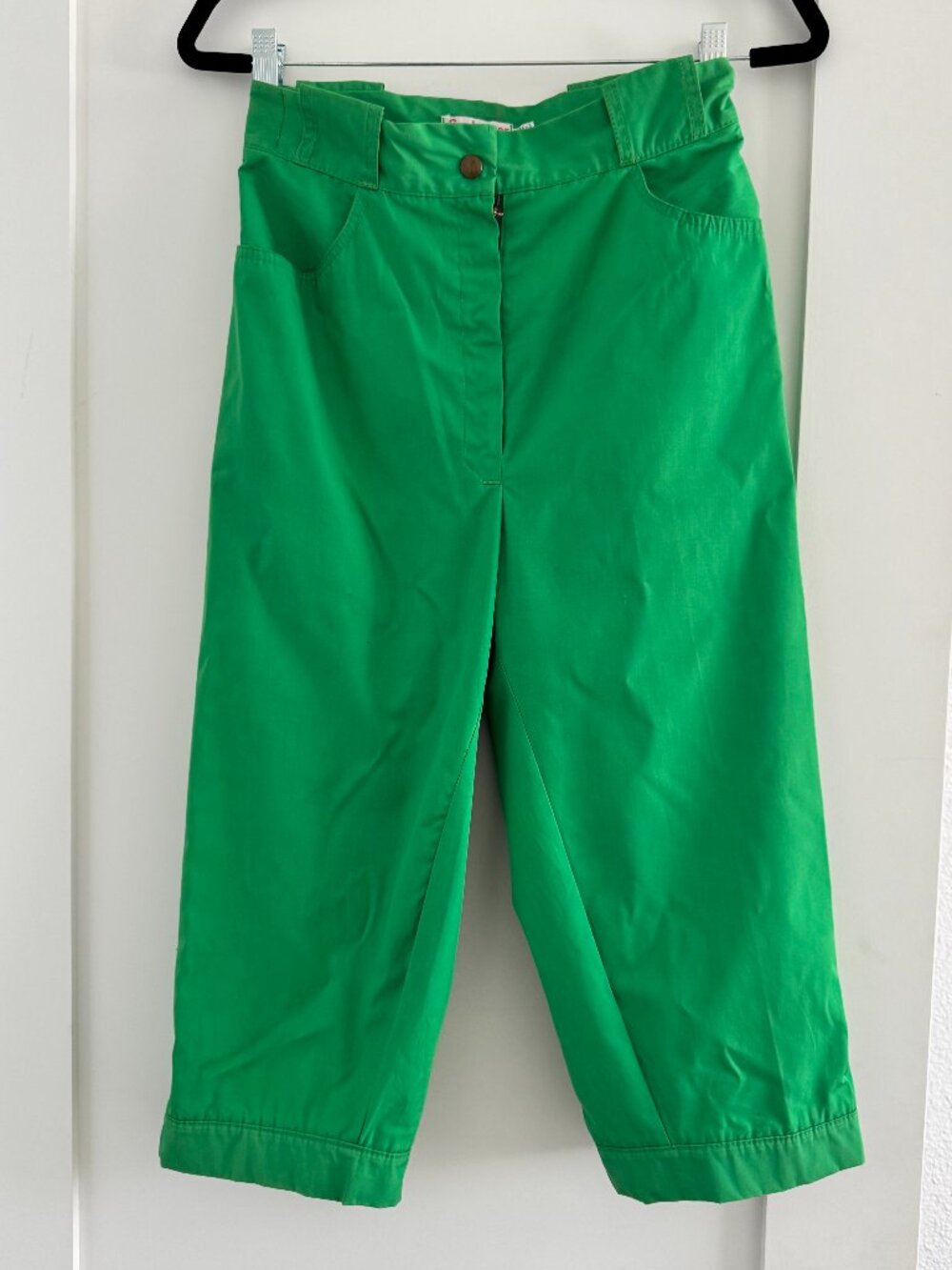 Vintage Sunbuster Green High Waist Capri Pants | Adjustable Hem | Size s